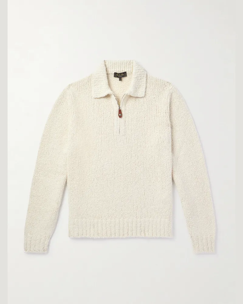 Loro Piana Folecchio Cashmere and Silk-Blend Half-Zip Sweater Neutrals