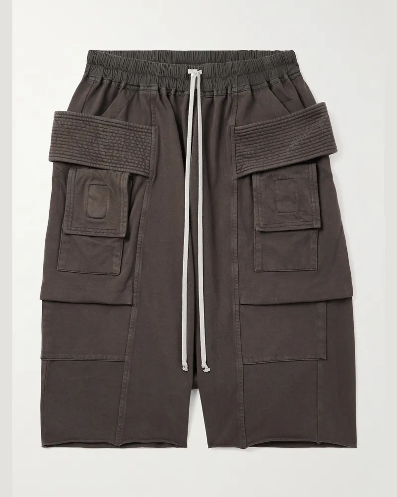 DRKSHDW by Rick Owens Creatch gerade geschnittene Cargoshorts aus gebürstetem Baumwoll-Jersey mit Kordelzugbund Braun