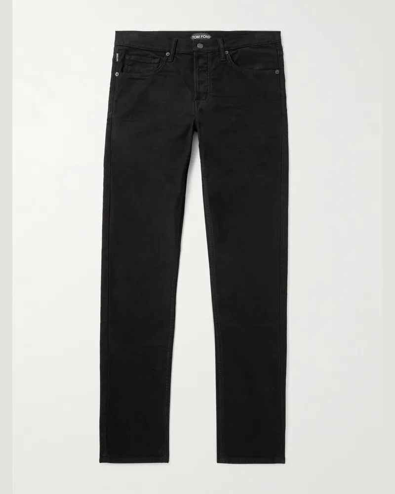 Tom Ford Schmal geschnittene Hose aus Moleskin aus einer Baumwollmischung Schwarz