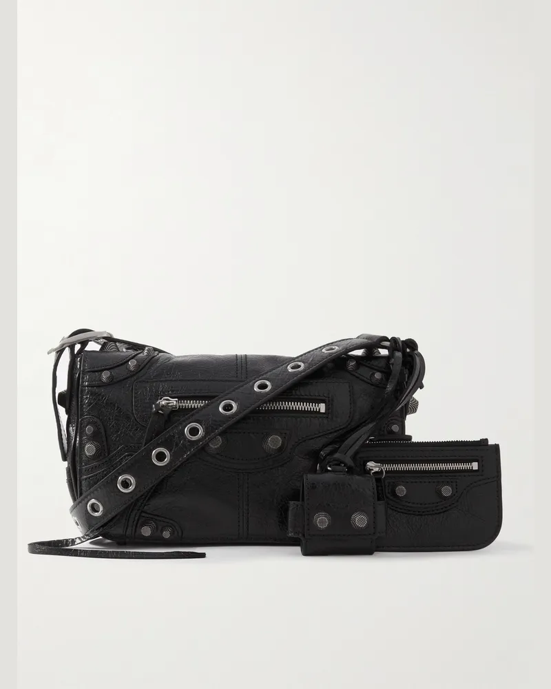 Balenciaga Le Cagole XS Arena Textured-Leather Messenger Bag Black