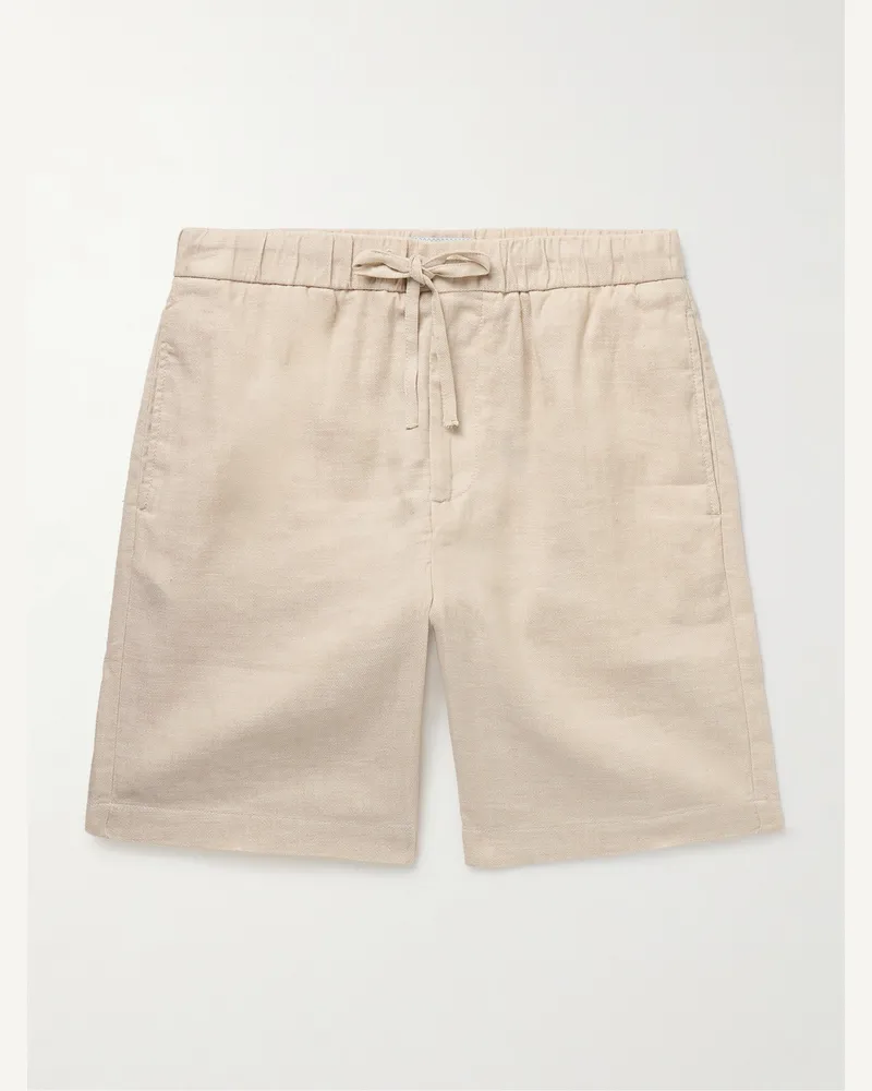 Frescobol Carioca Felipe Straight-Leg Linen and Cotton-Blend Drawstring Shorts Neutrals