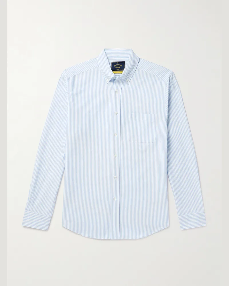 Portuguese Flannel Belavista Hemd aus Baumwoll-Oxford mit Button-Down-Kragen und Streifen Blau