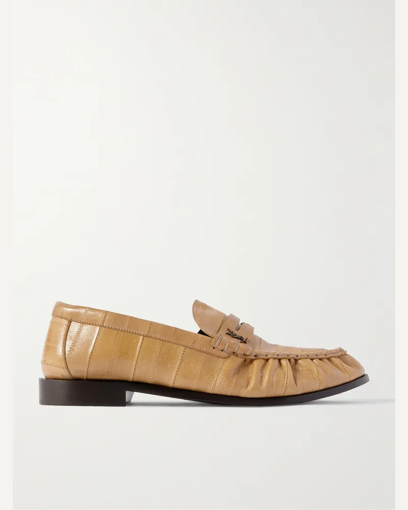Saint Laurent Le Loafer Pennyloafers aus Aalleder mit Logoapplikation Neutral