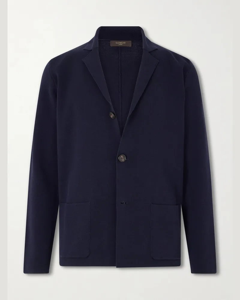 Slowear Cotton-Crepe Blazer Blue