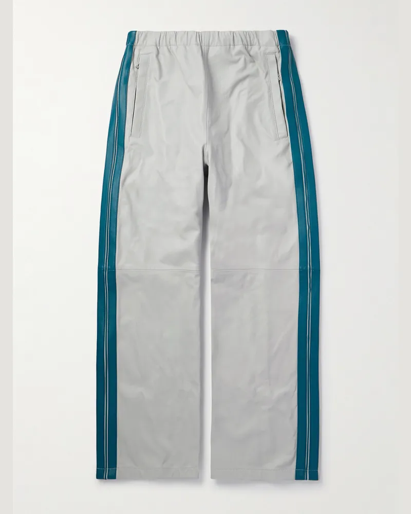 Marni Gerade geschnittene Hose aus Leder mit Streifen Grau