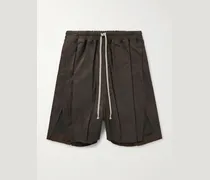 Straight-Leg Leather Drawstring Shorts