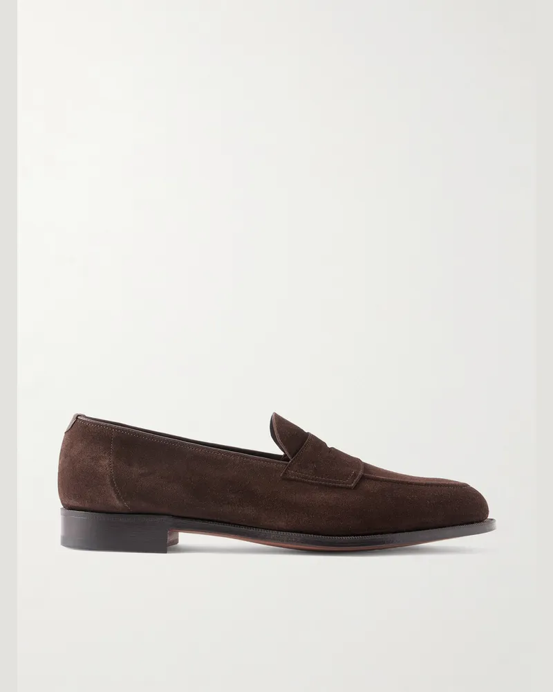 Edward Green Piccadilly Suede Penny Loafers Brown