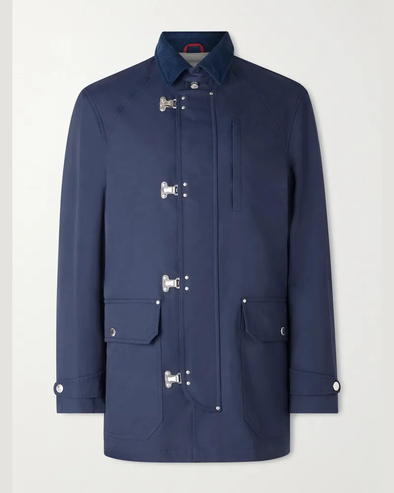 Brunello Cucinelli Feldjacke aus einer Baumwollmischung mit Cordbesatz Blau