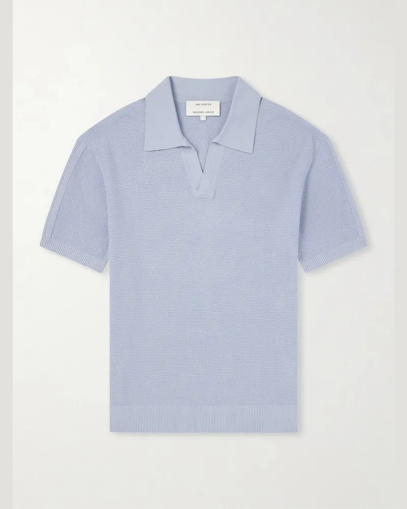 Frescobol Carioca Rino Knitted Cotton Polo Shirt Blue