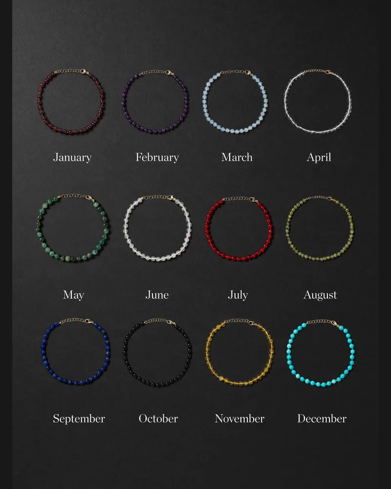 JIA JIA Birthstone 14-Karat Gold Beaded Bracelet Multi