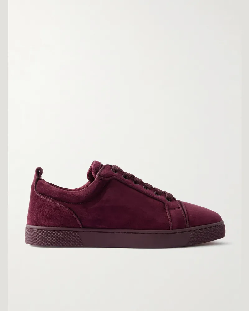Christian Louboutin Louis Junior Sneakers aus Veloursleder mit Ripsband Burgunder