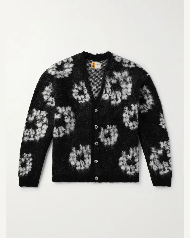 SAINT MXXXXXX Denim Tears Cardigan aus Jacquard-Strick Schwarz