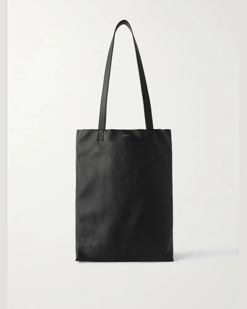 A.P.C. Maiko Tote aus vollnarbigem Leder Schwarz