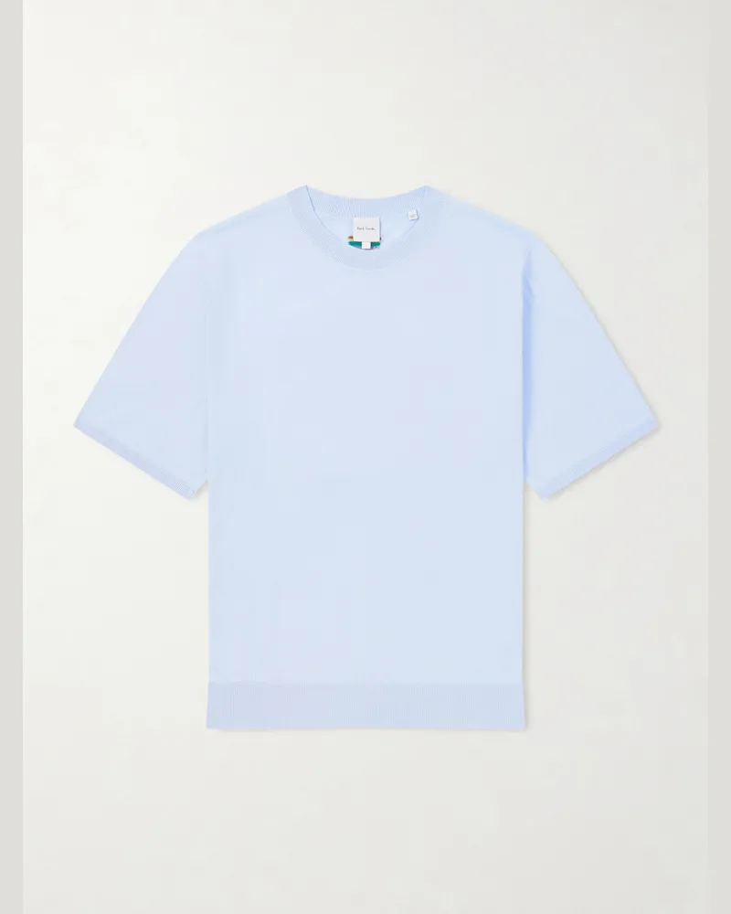 Paul Smith Knitted Cotton T-Shirt Blue
