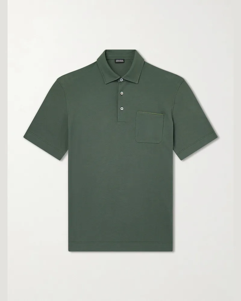 Ermenegildo Zegna Cotton-Jersey Polo Shirt Green
