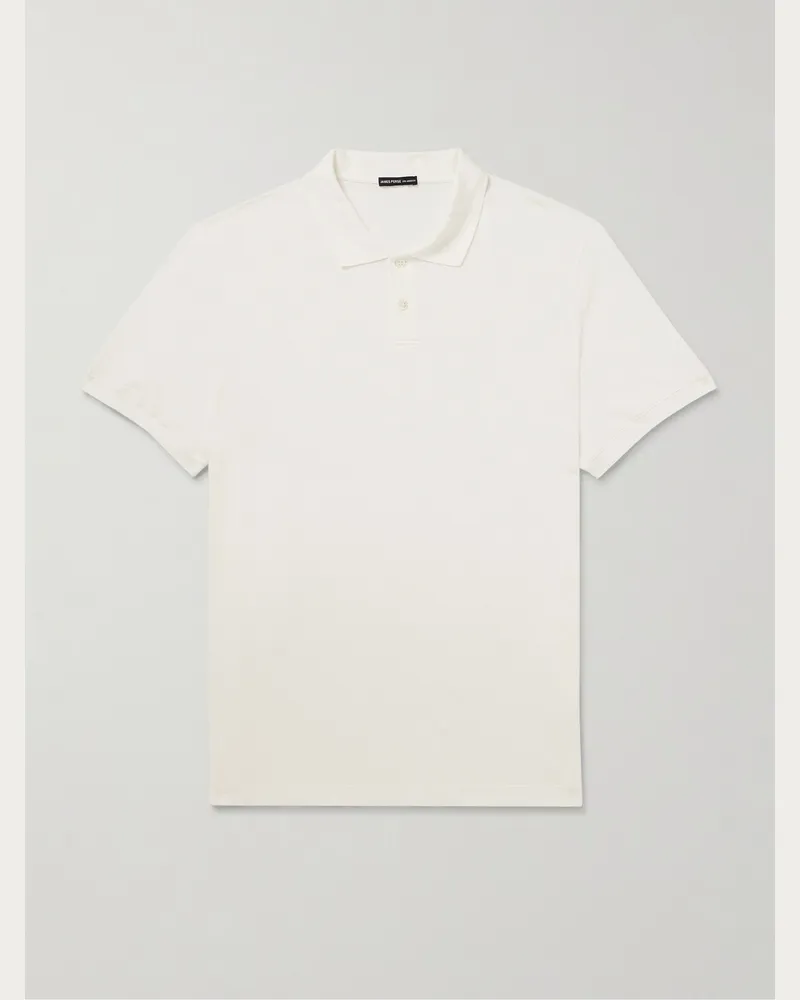 James Perse Luxe Lotus Cotton-Jersey Polo Shirt Neutrals