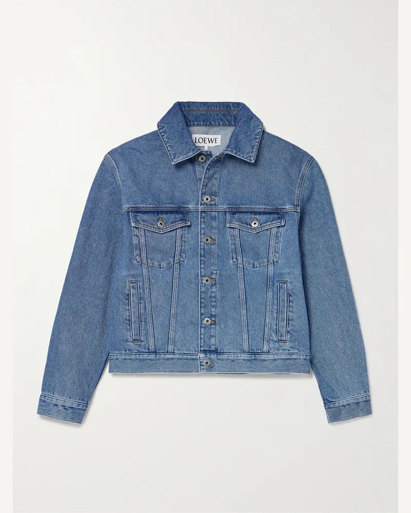 Loewe Anagram Jeansjacke mit Stickereien Blau