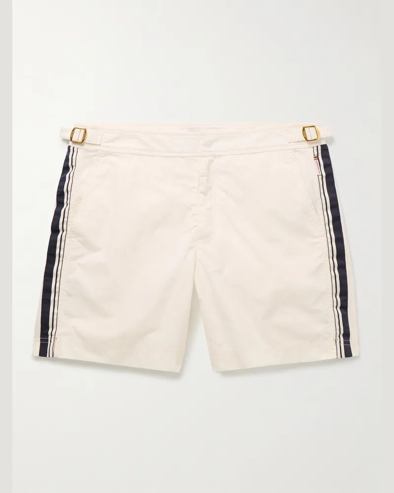 Orlebar Brown Bulldog Straight-Leg Mid-Length Printed Recycled Swim Shorts Neutrals