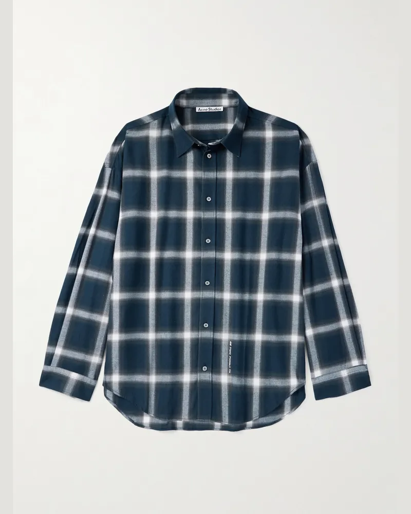 Acne Studios Setar Hemd aus kariertem Biobaumwollflanell Blau