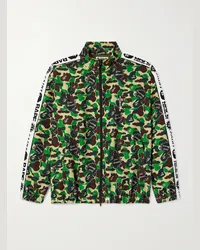 SAINT MXXXXXX BAPE® Jacke aus Twill mit Reißverschluss und Camouflage-Print Grün