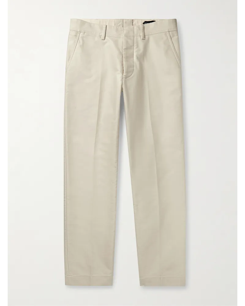 Tom Ford Gerade geschnittene Chino aus Baumwolle Neutral