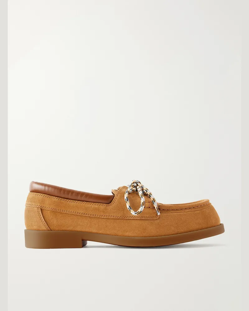 Bottega Veneta Fregat Leather-Trimmed Suede Loafers Brown
