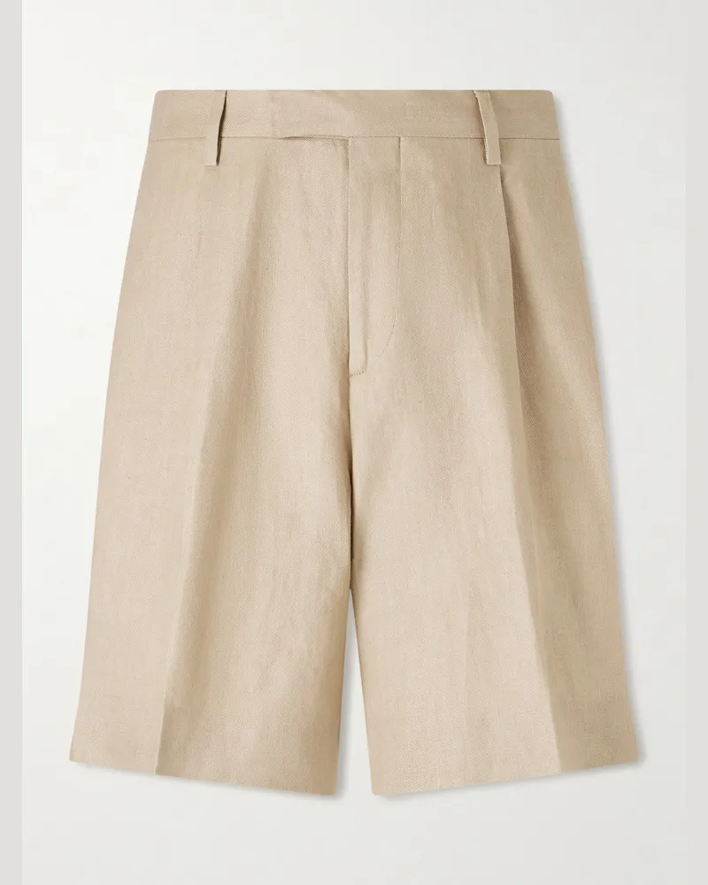 LARDINI Gerade geschnittene Shorts aus Twill mit Falten Neutral