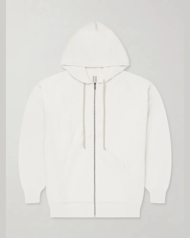 Rick Owens Hun Kapuzenjacke aus Rippstrick mit Reißverschluss Neutral