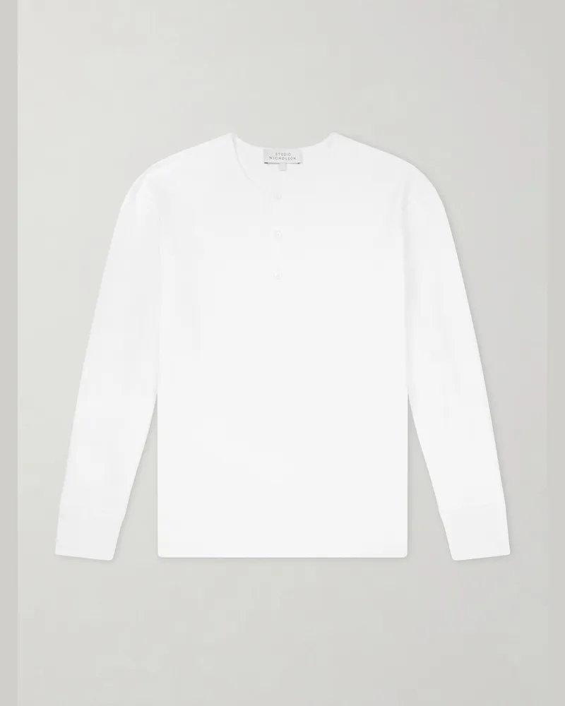 Studio Nicholson Cotton-Jersey Henley T-Shirt White