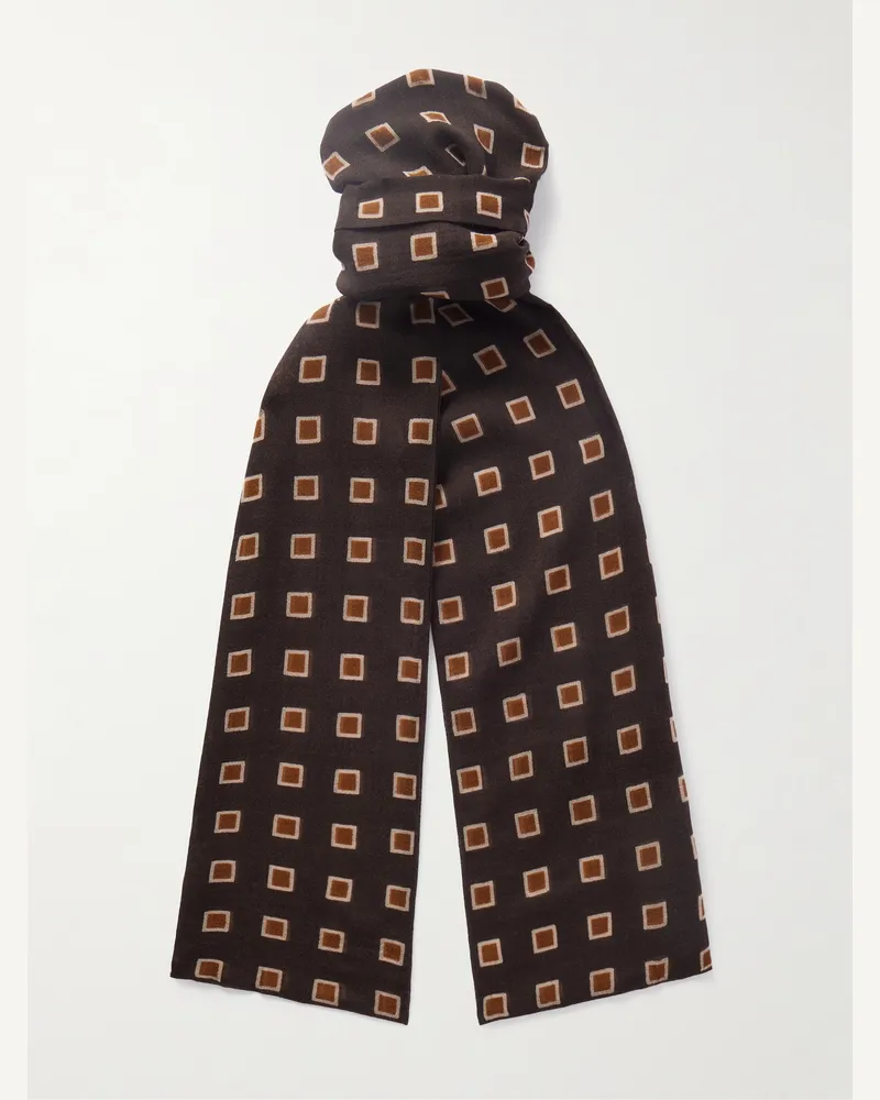 Saint Laurent Tuch aus Wolle mit Print Braun