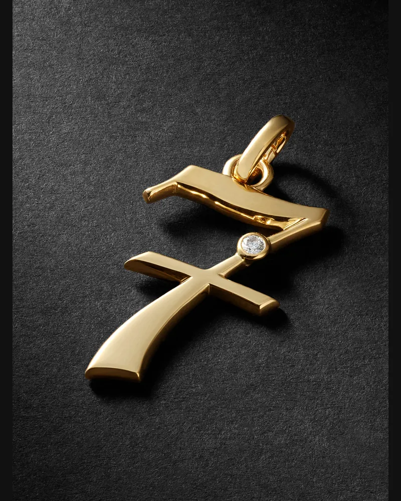 FOUNDRAE Number 7 Anhänger aus 18 Karat Gold mit Diamant Gold