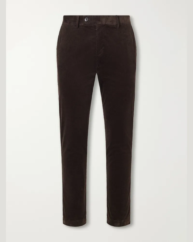 Sunspel Straight-Leg Cotton-Corduroy Suit Trousers Brown