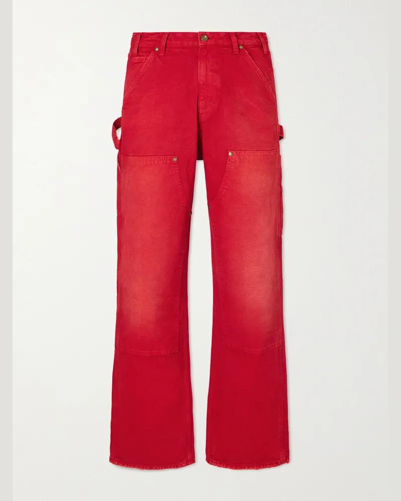 Cherry Los Angeles Wide-Leg Cotton-Canvas Trousers Red
