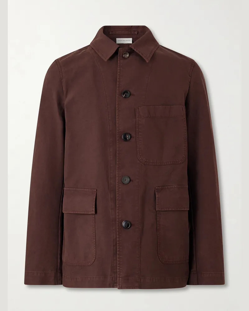 Dries van Noten Braxton Garment-Dyed Cotton Jacket Burgundy