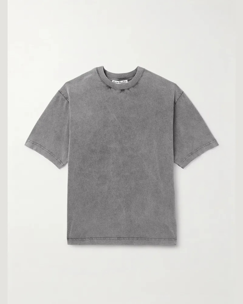 Acne Studios Extorr Logo-Appliquéd Garment-Dyed Cotton-Jersey T-Shirt Gray