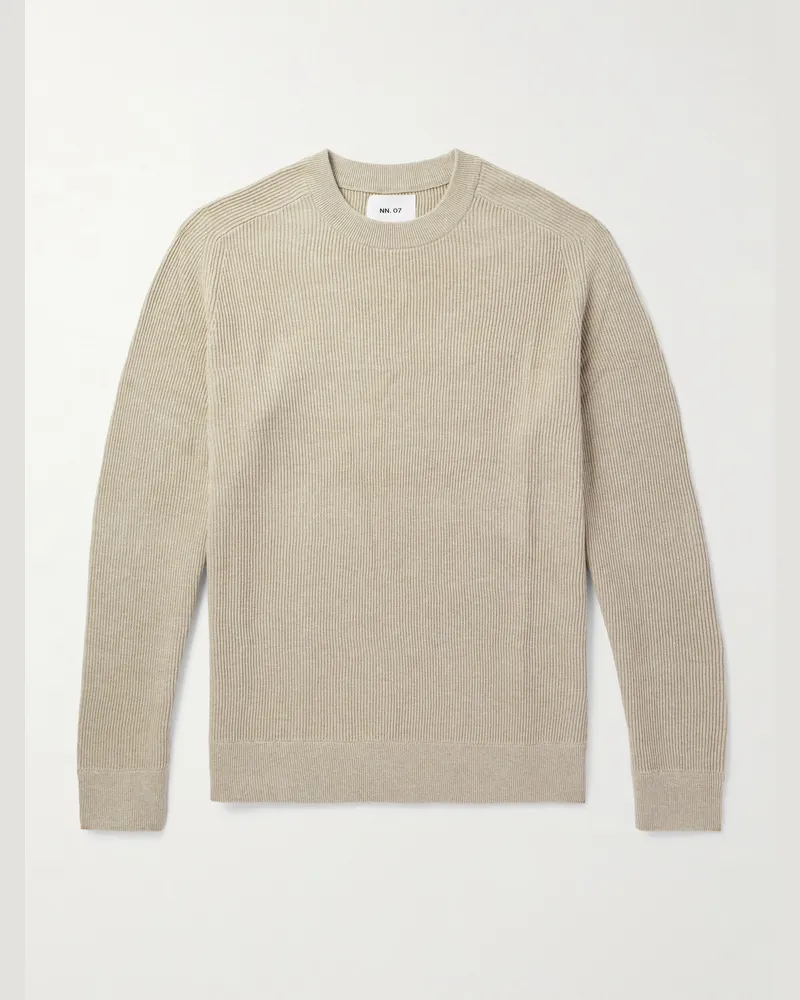 NN 07 Kevin 6600 Pullover aus Biobaumwolle in Rippstrick Neutral