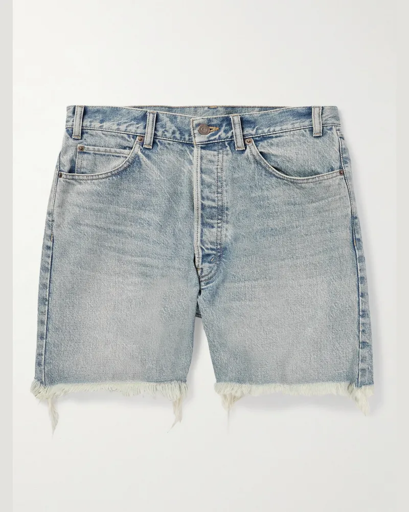 Celine Wesley gerade geschnittene Jeansshorts in Distressed-Optik Blau