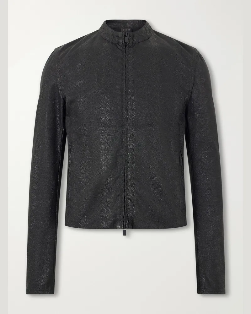 Gucci Snake-Effect Cotton-Blend Jacket Black