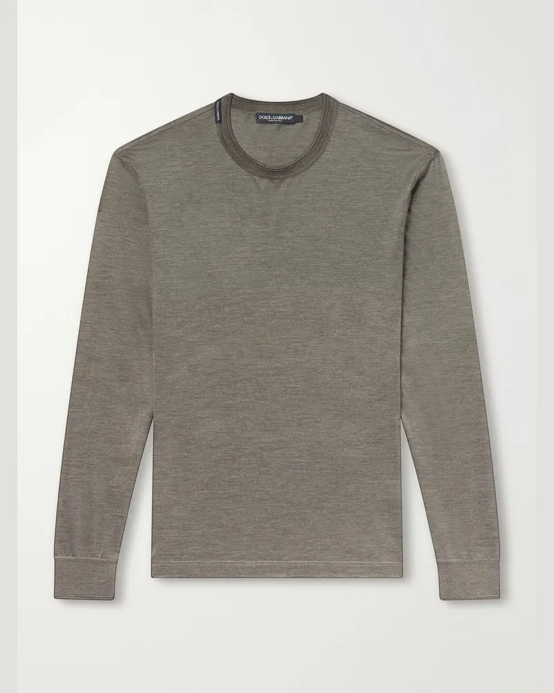 Dolce & Gabbana Pastello Silk-Jersey T-Shirt Green