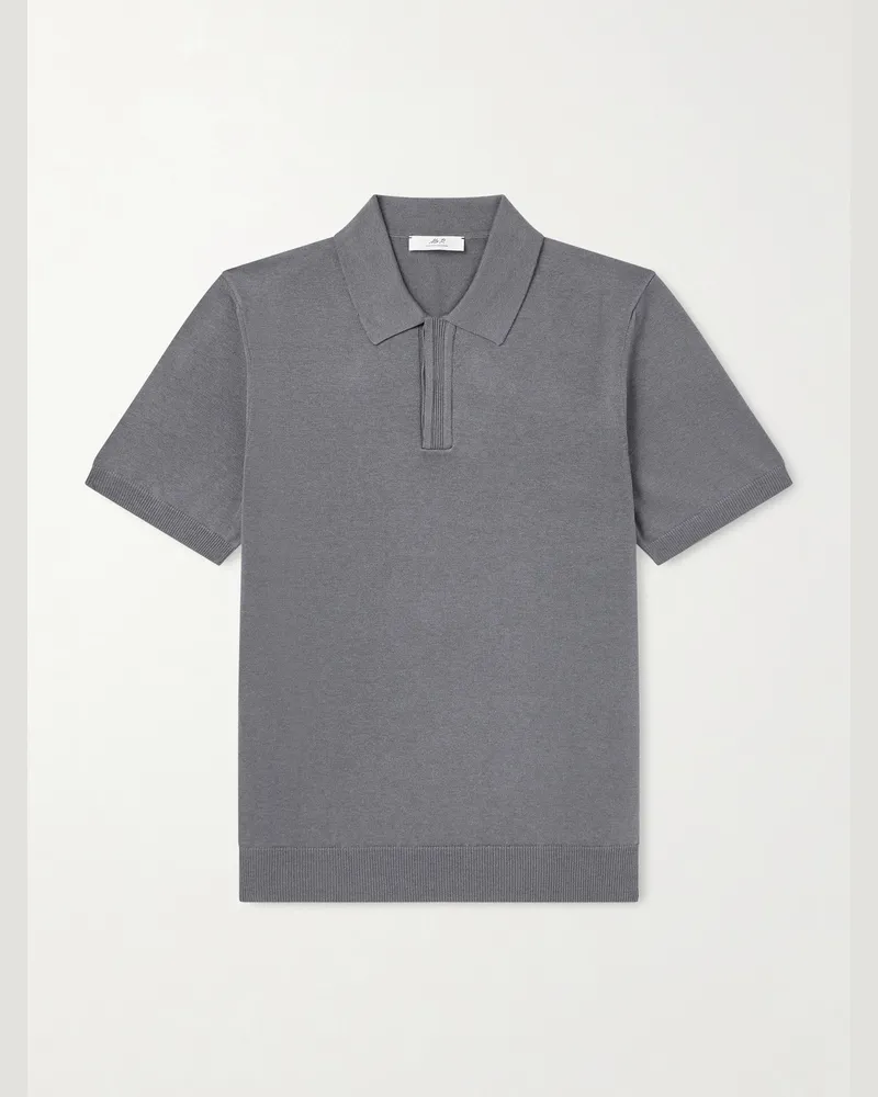 MR P. Silk and Cotton-Blend Polo Shirt Gray