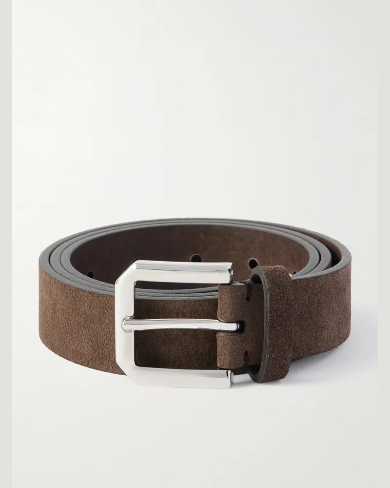 Brunello Cucinelli Gürtel aus Veloursleder, 3 cm Braun