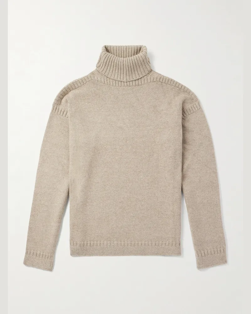 Loro Piana Cashmere Rollneck Sweater Brown