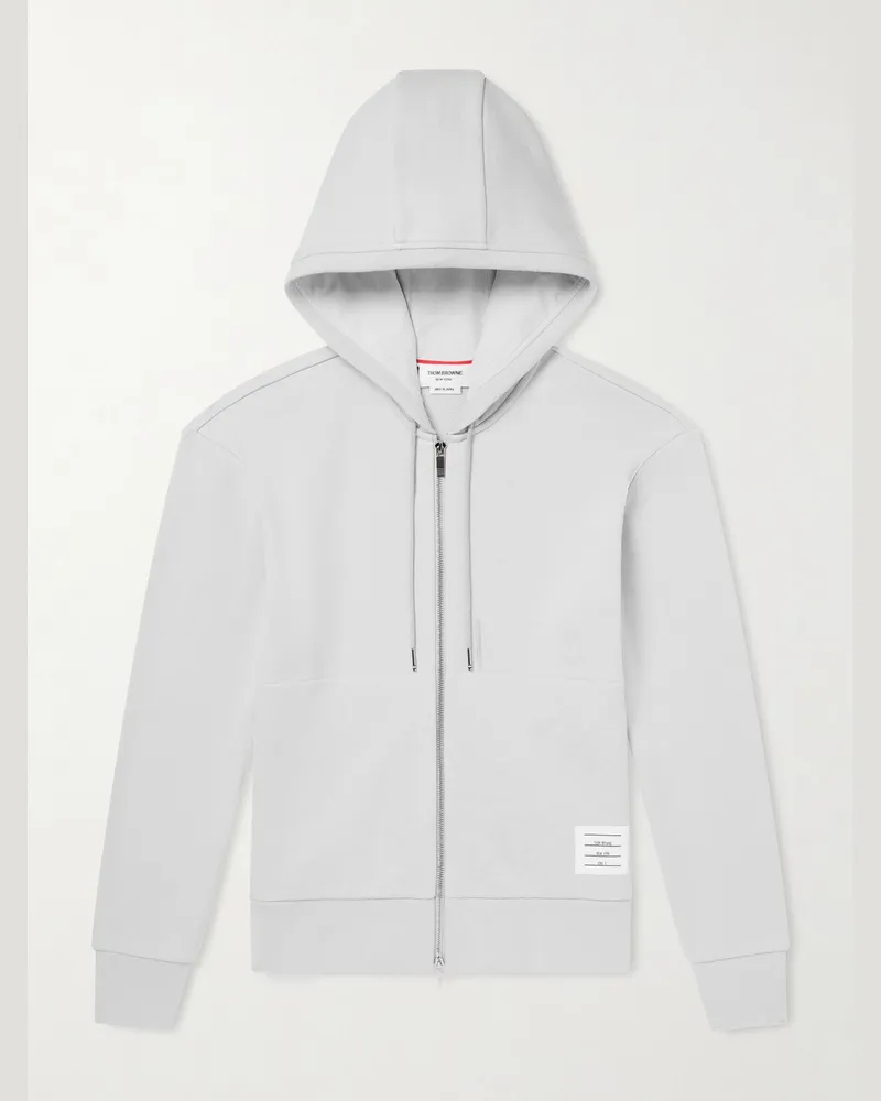 Thom Browne Kapuzenjacke aus Baumwoll-Jersey mit Streifen in Colour-Block-Optik Grau