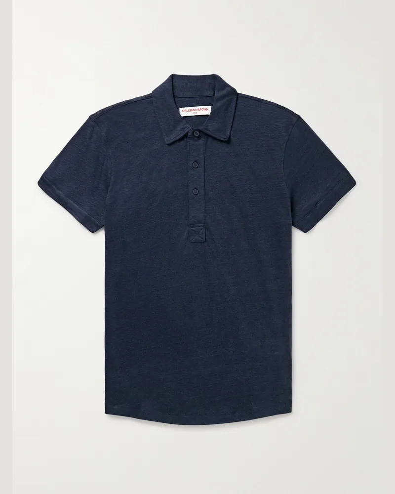Orlebar Brown Sebastian Slim-Fit Linen-Jersey Polo Shirt Blue