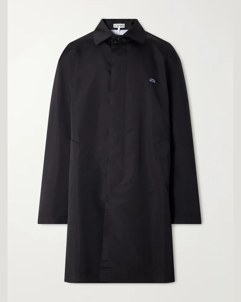 Loewe Logo-Embroidered Twill Trench Coat Black