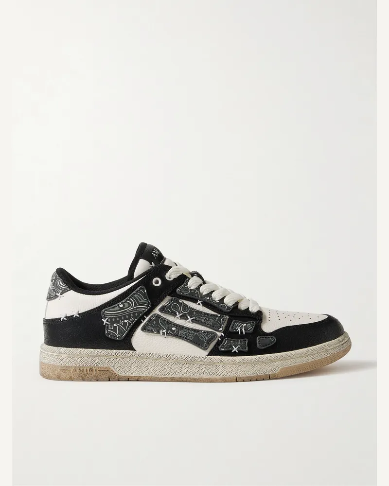 Amiri Skel-Top Sneakers aus Leder und Canvas mit Bandanaprint und Applikationen Schwarz