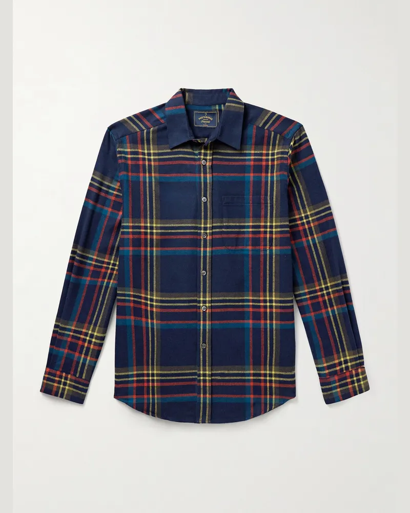 Portuguese Flannel Fontana Hemd aus kariertem Baumwollflanell Blau