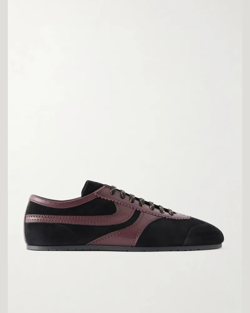 Dries van Noten Leather-Trimmed Suede Sneakers Black