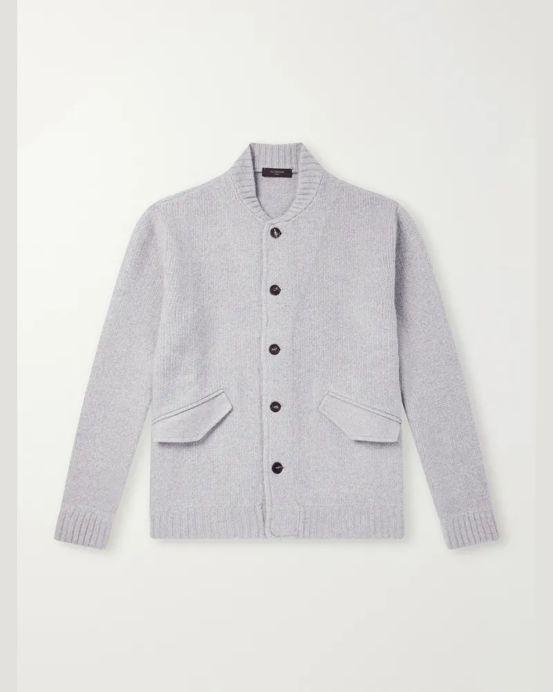 Slowear Wool and Cashmere-Blend Knitted Bomber Jacket Gray