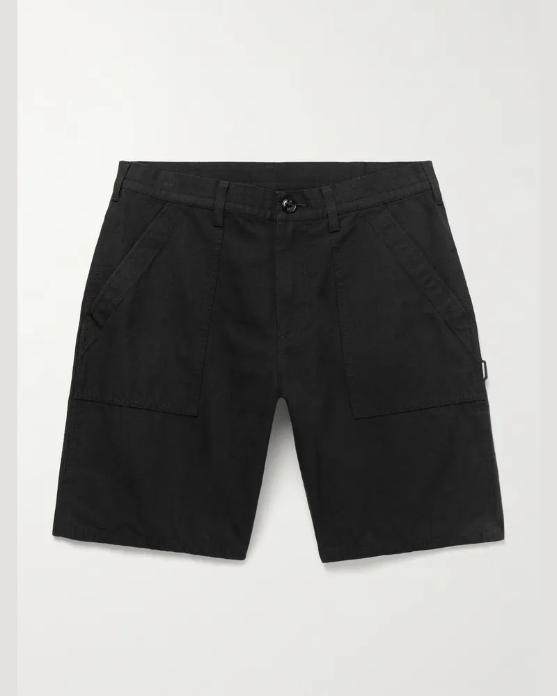 Neighborhood Baker gerade geschnittene Shorts aus einer Baumwoll-Leinenmischung Schwarz